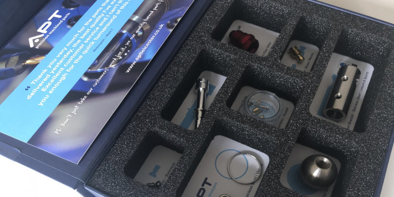 Sample box packaging for APT Leicester