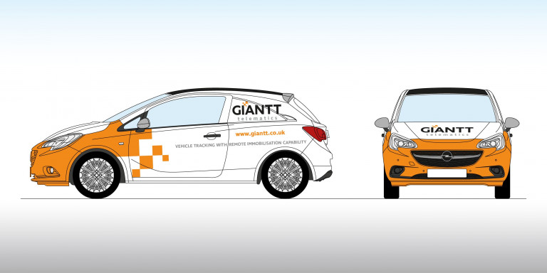 Publicité sur véhicule pour Giantt-Telematics